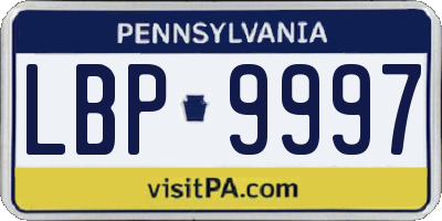 PA license plate LBP9997