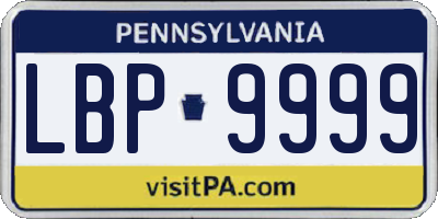 PA license plate LBP9999