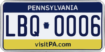 PA license plate LBQ0006