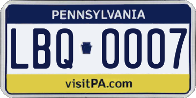 PA license plate LBQ0007