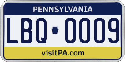 PA license plate LBQ0009