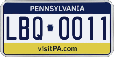 PA license plate LBQ0011