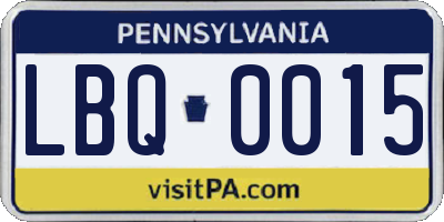PA license plate LBQ0015