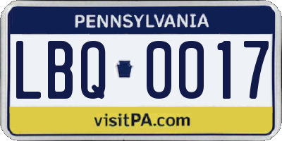 PA license plate LBQ0017