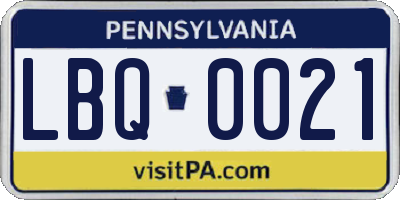 PA license plate LBQ0021