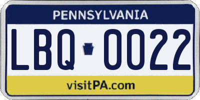 PA license plate LBQ0022