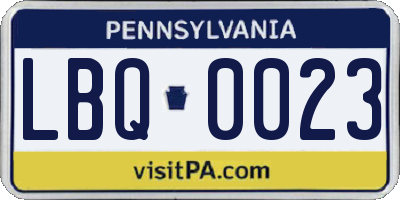 PA license plate LBQ0023