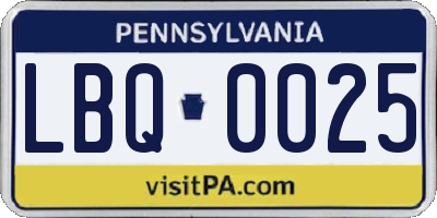 PA license plate LBQ0025