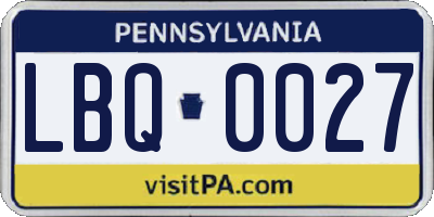 PA license plate LBQ0027