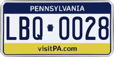 PA license plate LBQ0028