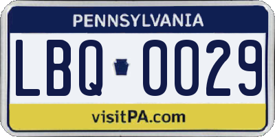 PA license plate LBQ0029