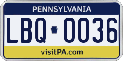 PA license plate LBQ0036