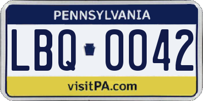 PA license plate LBQ0042