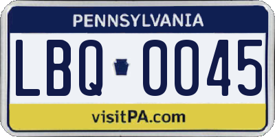 PA license plate LBQ0045