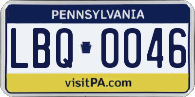 PA license plate LBQ0046