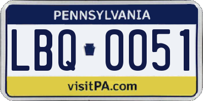 PA license plate LBQ0051