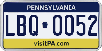 PA license plate LBQ0052