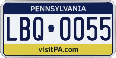 PA license plate LBQ0055