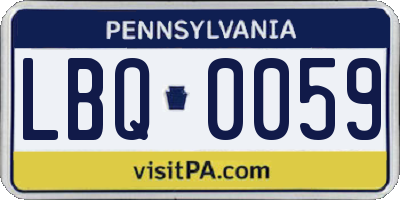 PA license plate LBQ0059
