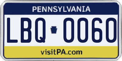 PA license plate LBQ0060
