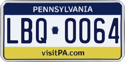 PA license plate LBQ0064