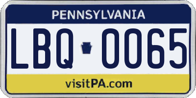 PA license plate LBQ0065