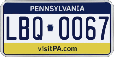PA license plate LBQ0067
