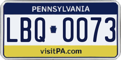 PA license plate LBQ0073