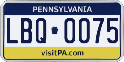 PA license plate LBQ0075