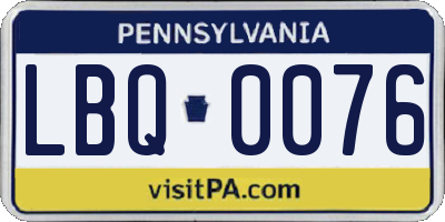 PA license plate LBQ0076