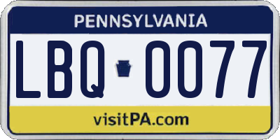 PA license plate LBQ0077