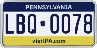 PA license plate LBQ0078