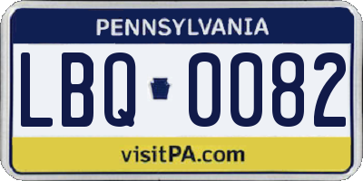 PA license plate LBQ0082