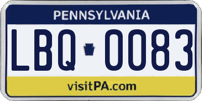 PA license plate LBQ0083