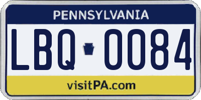 PA license plate LBQ0084