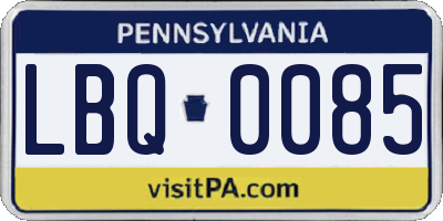 PA license plate LBQ0085