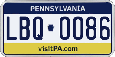PA license plate LBQ0086