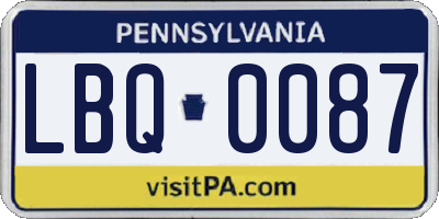 PA license plate LBQ0087