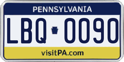 PA license plate LBQ0090