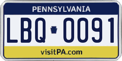 PA license plate LBQ0091