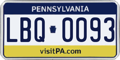 PA license plate LBQ0093