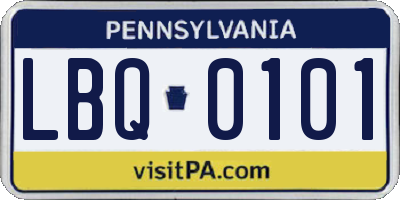 PA license plate LBQ0101