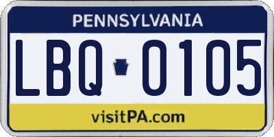 PA license plate LBQ0105