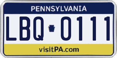 PA license plate LBQ0111