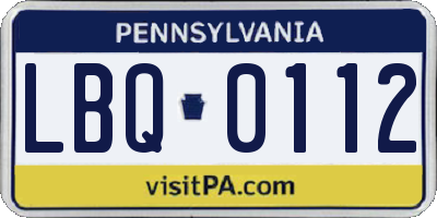 PA license plate LBQ0112