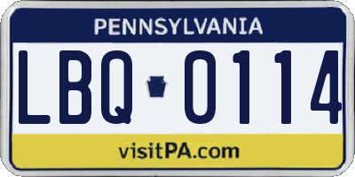 PA license plate LBQ0114