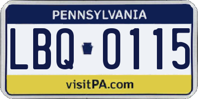 PA license plate LBQ0115