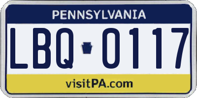 PA license plate LBQ0117