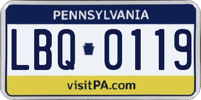 PA license plate LBQ0119