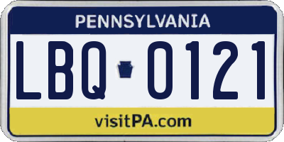 PA license plate LBQ0121